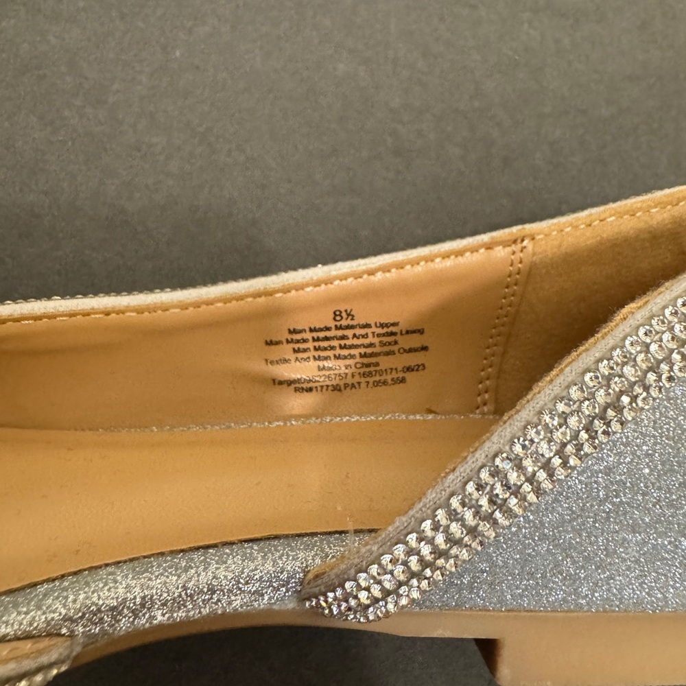 A New Day Juliette Rhinestone Bow Flat Silver 8.5 - Picture 4 of 7